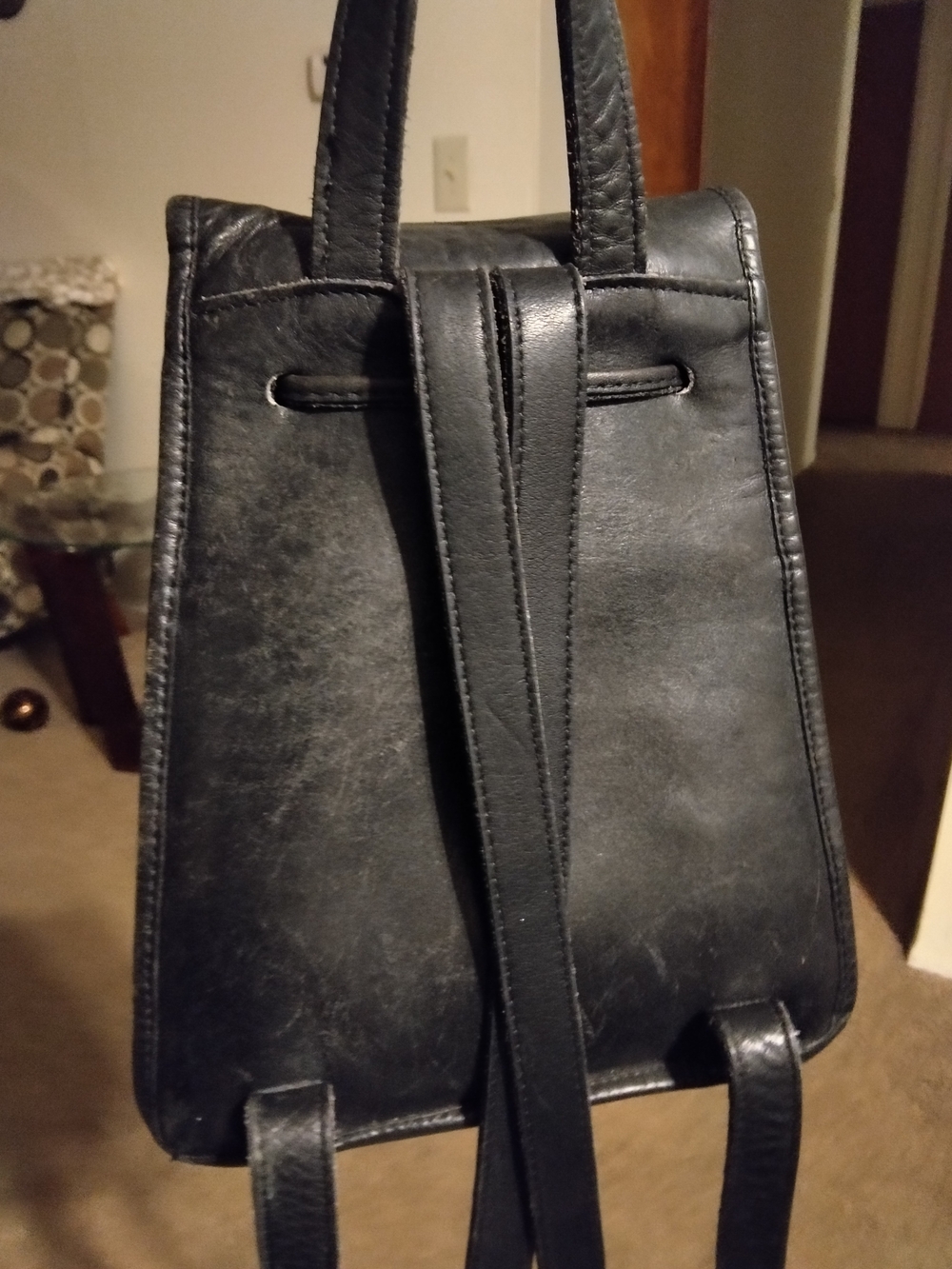 Vintage Coach Black Leather #9960 Dayback with Gold Turn-Lock - Picture 4 of 6